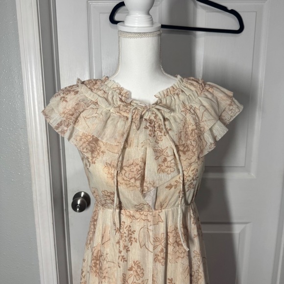 Mia Joy by Joyfolie Floral Ruffle Midi Dress Neutral Floral Girls Size 12 - Picture 2 of 8